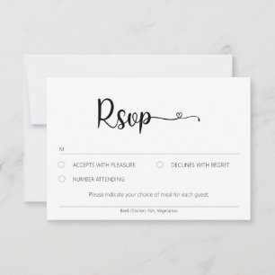 Carte RSVP Neutre Simple Avec Choix De Repas