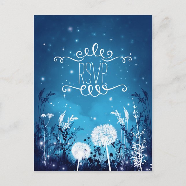 Carte RSVP Night Sky Enchanted & Foliage Blue (Devant)