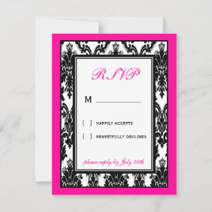 Carte RSVP noir blanc rose