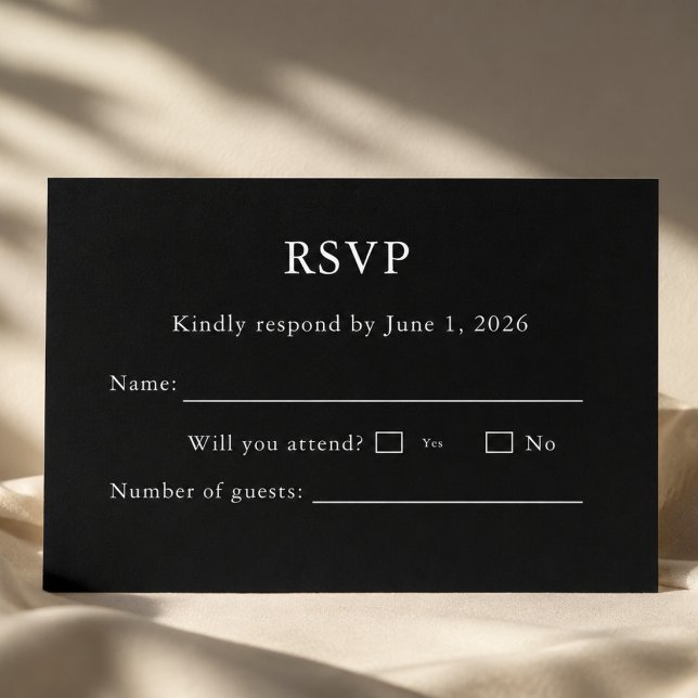 Carte RSVP Noir et Blanc Modifiable  (Créateur téléchargé)