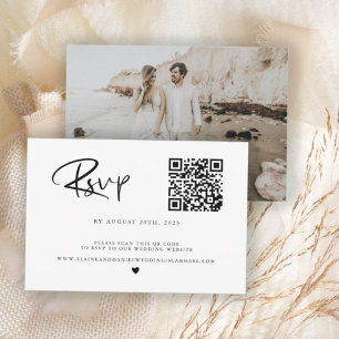 Carte RSVP noir et blanc pour code QR budget