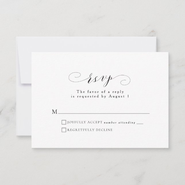 Carte RSVP officielle en noir et blanc (Devant)
