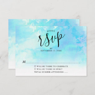 Carte RSVP Ombre Watercolor Wedding - Bleu