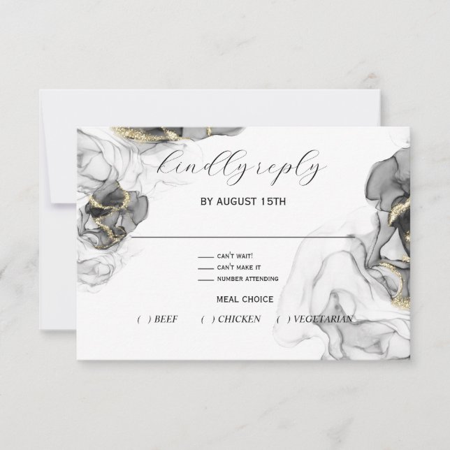 Carte RSVP Onyx et Gold (Devant)