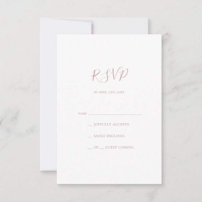 Carte RSVP or Rose simple et élégante (Devant)