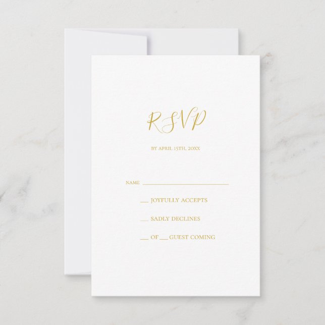 Carte RSVP or simple et élégante (Devant)