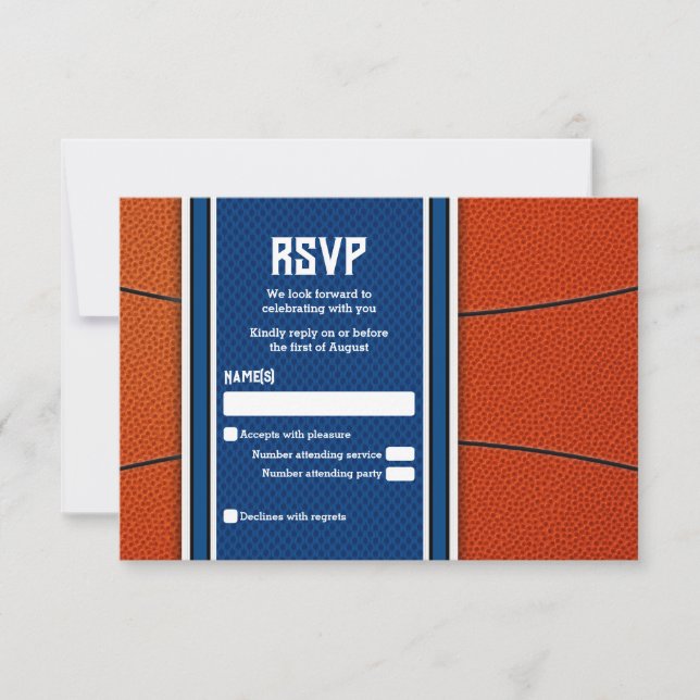 Carte RSVP Orange Blue Basketball Bar Mitzvah (Devant)
