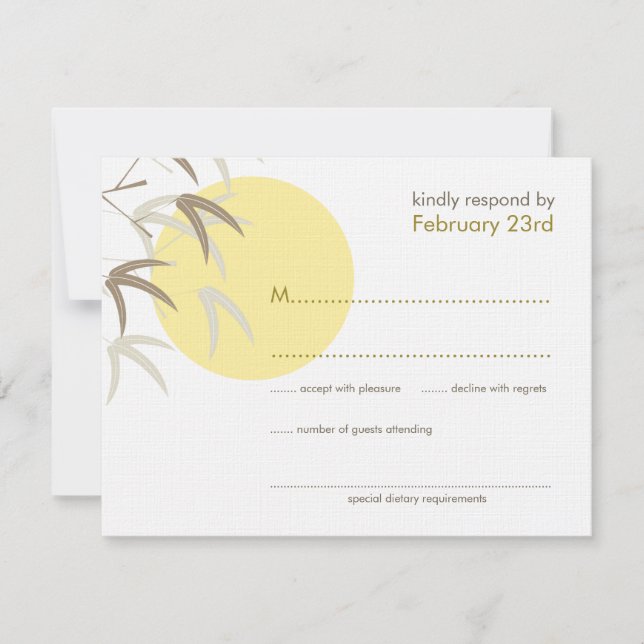 Carte RSVP Orientale Yellow Sunrise Bambou Zen