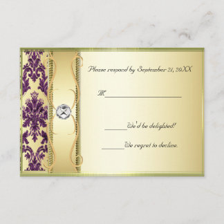 Carte RSVP P1 Gold sur Purple Damask