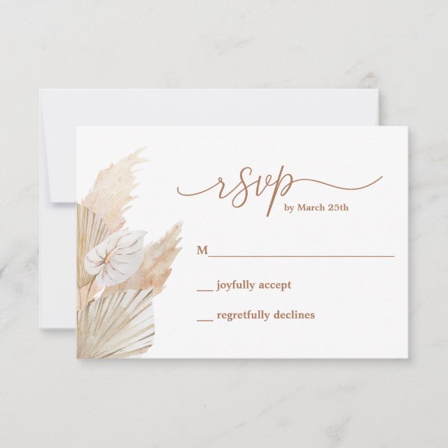Carte RSVP Pampas Grass Boho (Devant)
