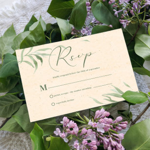 Carte Rsvp, Papier Beige Folige Vert