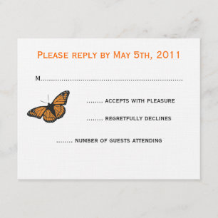 Carte RSVP Papillon moderne - Orange