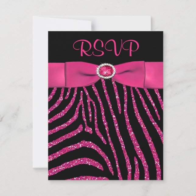 Carte RSVP Parties scintillant FLUX rose RIBBON IM (Devant)