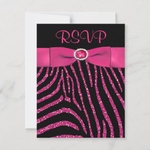 Carte RSVP Parties scintillant FLUX rose RIBBON IM
