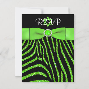 Carte RSVP Parties scintillant Lime FAUX IMPRIMÉE