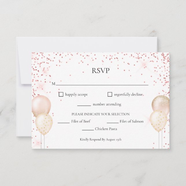 Carte RSVP Parties scintillant rose (Devant)
