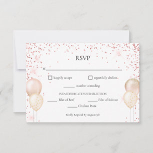 Carte RSVP Parties scintillant rose