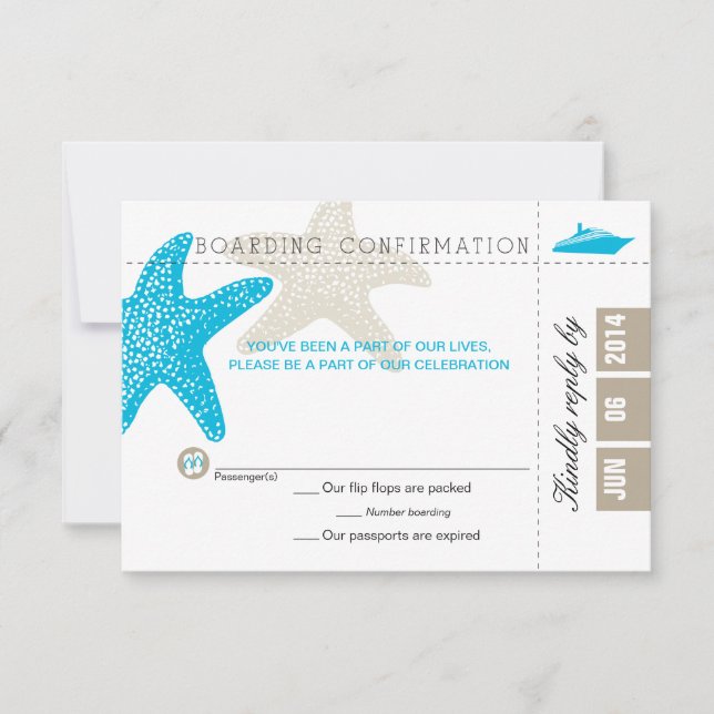 Carte RSVP Pass d'embarquement Starfish (Devant)