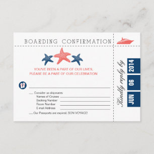 Carte RSVP Pass d'embarquement Starfish