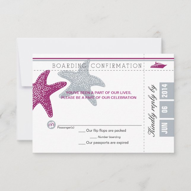 Carte RSVP Pass d'embarquement Starfish (Devant)