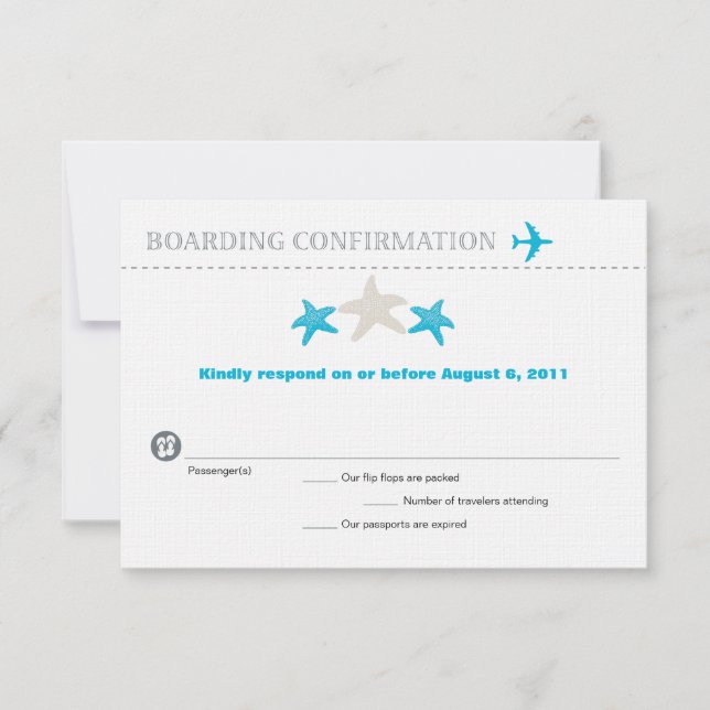 Carte RSVP Pass d'embarquement Starfish (Devant)