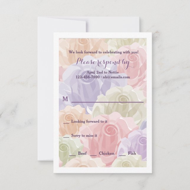 Carte RSVP Pastel Rose (Devant)