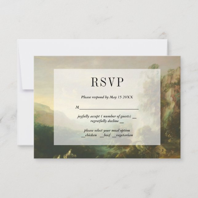 Carte RSVP Paysage Peinture vintage (Devant)