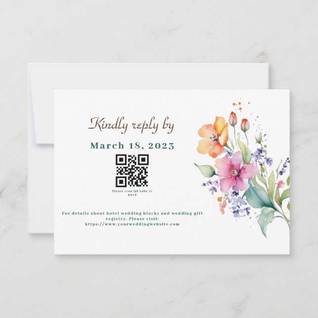 Carte RSVP Peach Yellow Blooms rose (Devant)