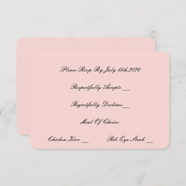 CARTE RSVP PEARL ET PROSECCO ROSE (Devant / Derrière)
