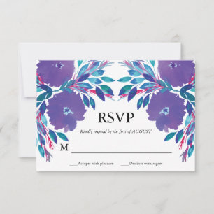 Carte RSVP peinte à la main avec des fleurs violet