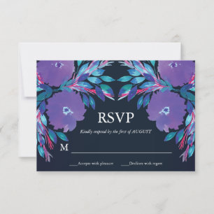 Carte RSVP peinte à la main avec des fleurs violet