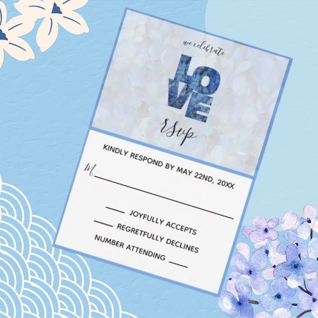 Carte RSVP Periwinkle Blue Hydrangea Floral Wedal (Créateur téléchargé)