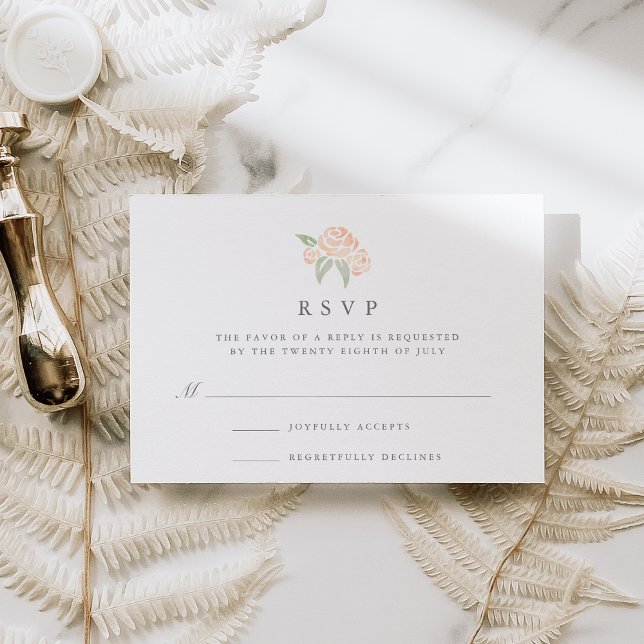 Carte RSVP Petite Bouquet | Pêche (Créateur téléchargé)