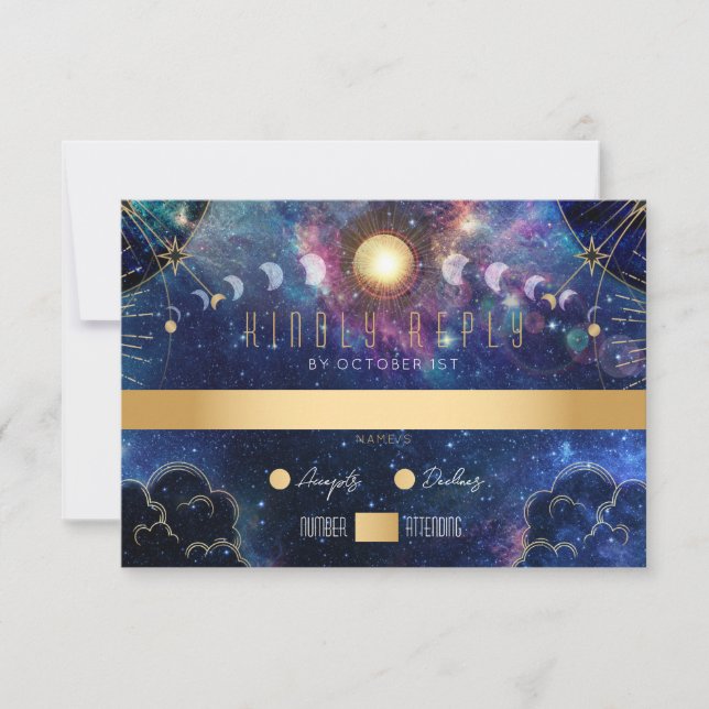 Carte RSVP Phase Lune céleste (Devant)