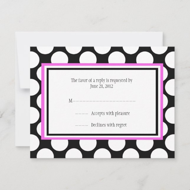 Carte RSVP Pink Polka Dot Wedding (Devant)