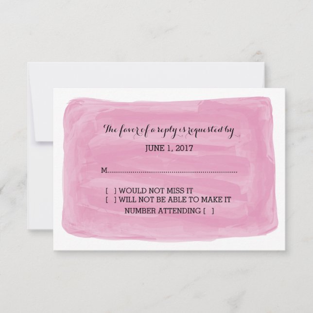 Carte RSVP Pink Watercolor (Devant)