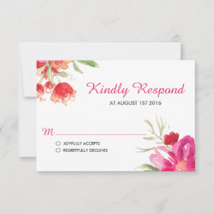 Carte RSVP Pink Watercolor Flower Posy