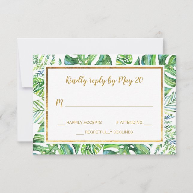 Carte RSVP Plante Exotique Aquarelle (Devant)