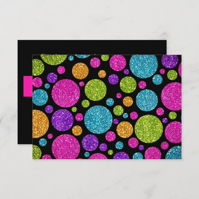 Carte RSVP, points de brillance colorés sur une co (Devant / Derrière)