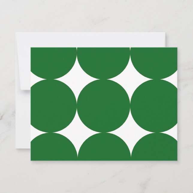 Carte RSVP Pois moderne verte et blanche (Devant)