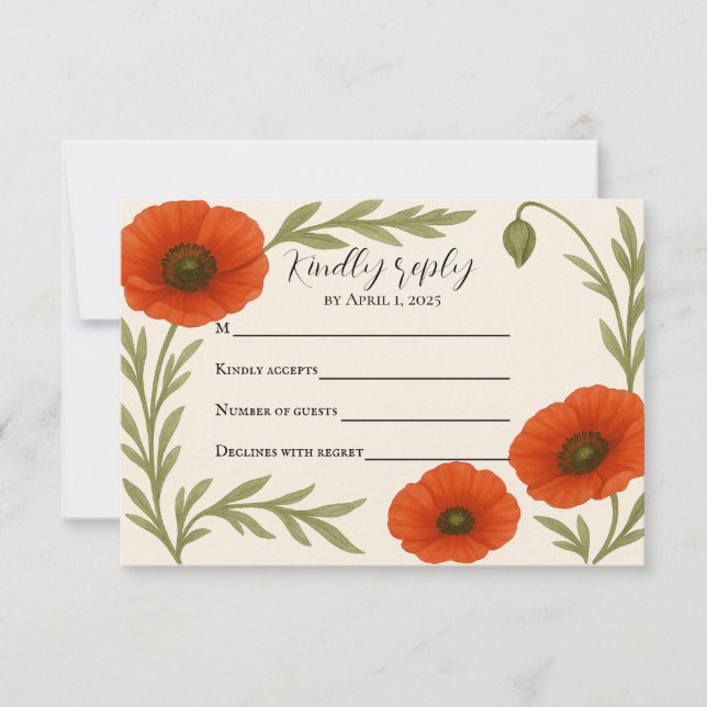 Carte RSVP Poppy Reverie (Devant)