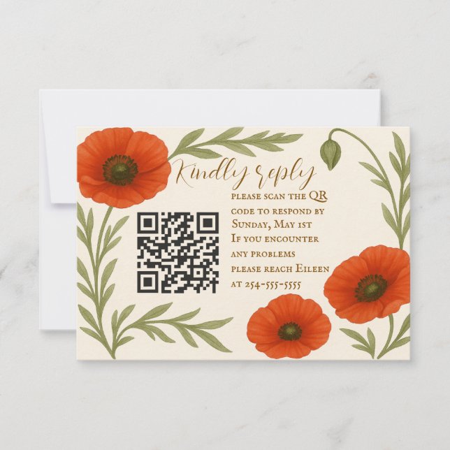 Carte RSVP Poppy Reverie QR Code RSVP (Devant)