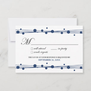 Carte RSVP Pots & Paille (blanc/marine)