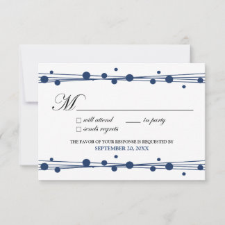 Carte RSVP Pots & Paille (blanc/marine)