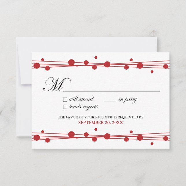 Carte RSVP Pots & Paille (blanc/rouge) (Devant)