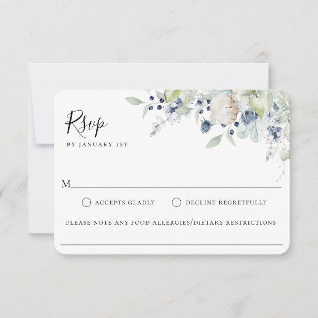 Carte RSVP pour allergie alimentaire du Mariage bo (Devant)