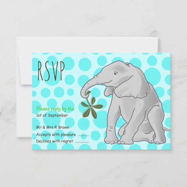 Carte RSVP pour Baby Elephant Party (Devant)