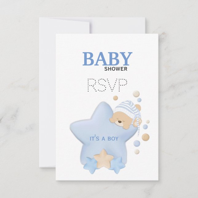 Carte RSVP pour Baby shower Ours Teddy Mignonne do (Devant)