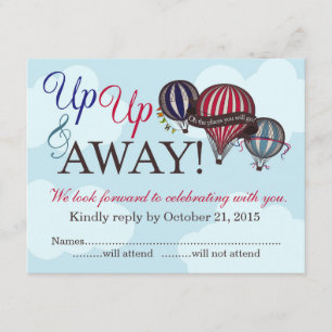 Carte RSVP pour ballon à air chaud haut et loin