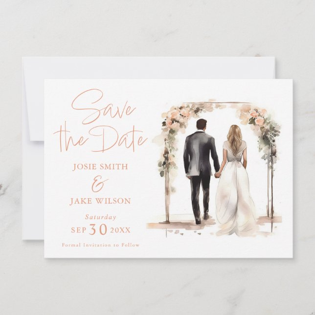 Carte RSVP pour couple mariage aquarelle Enregistr (Devant)